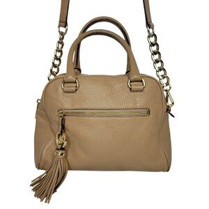 Michael Kors Knox Tassel Womens Crossbody Medium Satchel Luggage Brown Leather